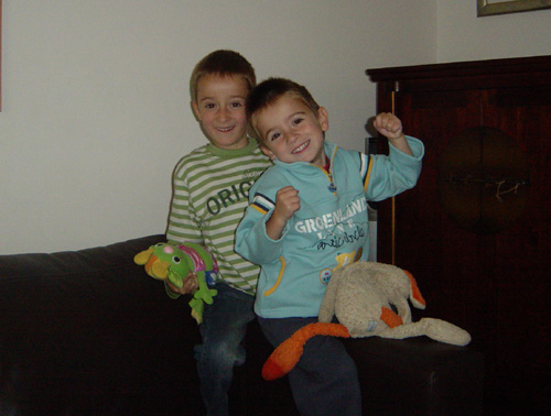 Boys in sitting room - September 2006